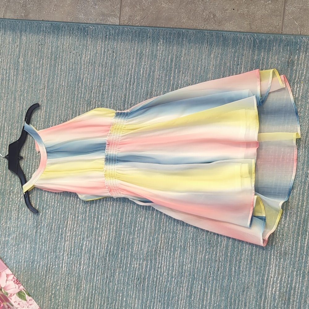 Kiss Rainbow Halter Sundress Dress With Slight Tail